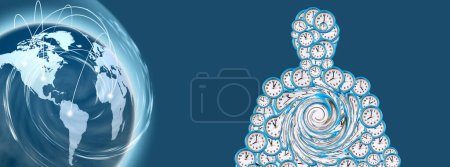 Photo for Human figure consisting of dials showing different times. Concept of fast flowing time and processes - Royalty Free Image