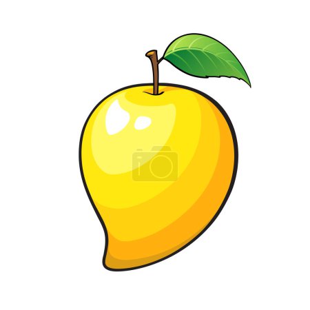 Téléchargez les photos : Mango, fruit cartoon, Mango with leaf isolated on white background, EPS10 - en image libre de droit