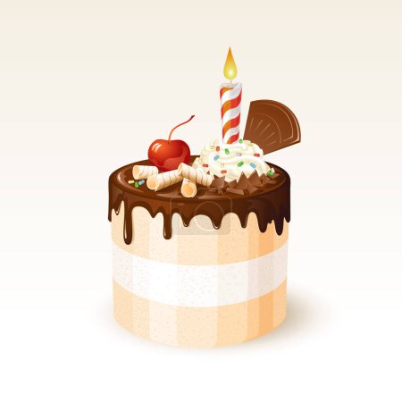 Téléchargez les photos : Gâteau d'anniversaire avec garnitures, EPS10, vecteur - en image libre de droit