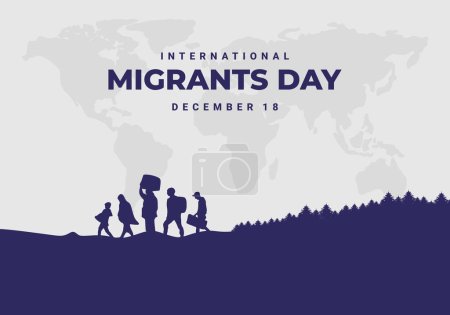 Ilustración de Antecedentes del Día Internacional de los Migrantes celebrado el 18 de diciembre. - Imagen libre de derechos