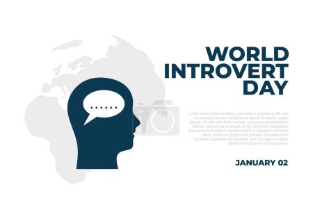 Téléchargez les illustrations : Journée mondiale introvertie de fond célébrée le 2 janvier. - en licence libre de droit