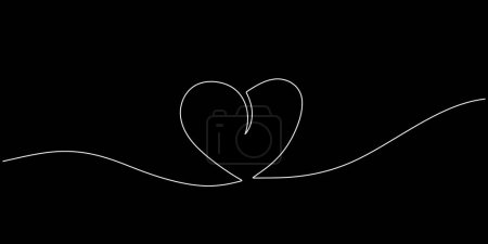 Téléchargez les illustrations : Heart background valentine day, Vector one line drawing of heart stroke image. Love sketch symbol. - en licence libre de droit