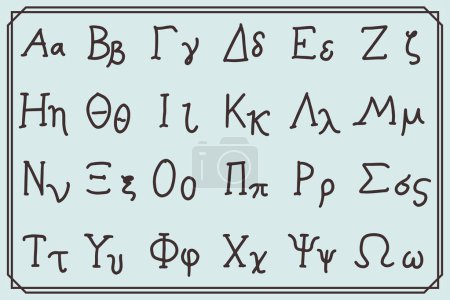 Ilustración de Hand drawn ancient greek alphabet symbol vintage. - Imagen libre de derechos