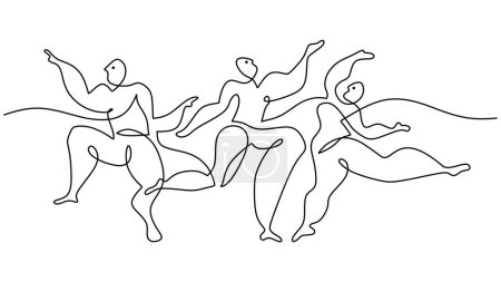 Ilustración de Dibujo continuo de una sola línea de personas bailando picasso. - Imagen libre de derechos