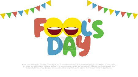 Illustration for April fools day banner poster celebrated on april 1st, isolated on white background - Royalty Free Image