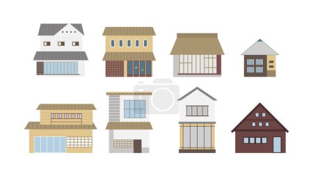 Téléchargez les photos : Japonais maison bâtiment ensemble dans coloré - en image libre de droit