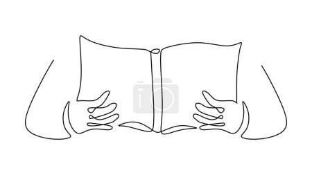 Read book concept one continuous line drawing, vector illustration minimalist.