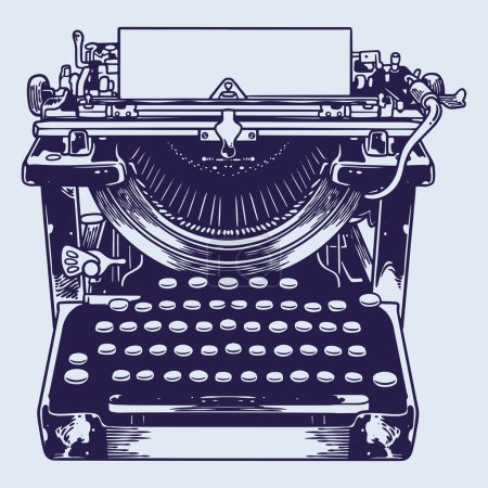 Téléchargez les photos : Ancienne machine à écrire - Machine à écrire classique avec charme vintage - Croquis de dessin à la main - en image libre de droit