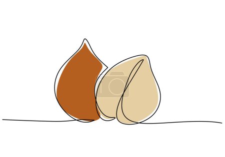 Illustration for Snake fruit continuous one line drawing, fruit vector illustration. - Royalty Free Image