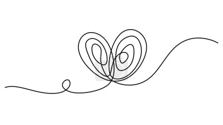 Illustration for Love one line drawing, heart vector scribble art. - Royalty Free Image