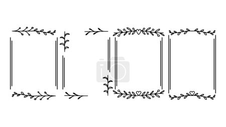 Ilustración de Marco floral doodle dibujo vector ilustración, boceto de tinta negra dibujado a mano. - Imagen libre de derechos