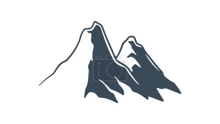 Illustration for Mountain peak icon silhouette. Vector of simple vintage design logo. - Royalty Free Image