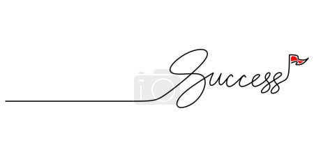 Illustration for One continuous line drawing typography line art of success word writing isolated on white background. - Royalty Free Image
