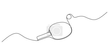 Illustration for Continuous single one line of ping pong racket isolated on white background. - Royalty Free Image