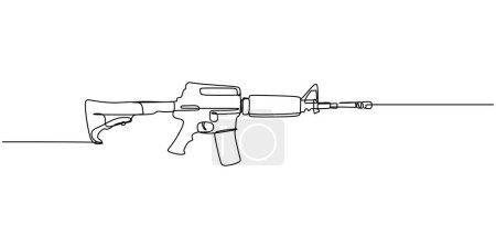 Illustration for Continuous single one line of Air rifle isolated on white background. - Royalty Free Image