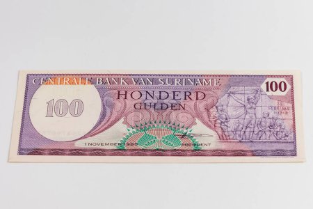 Photo for Old Suriname banknote of 100 Gulden from 1985 year - Royalty Free Image