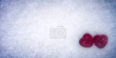 Photo for Valentine background with handmade rustic hearts on blue. Happy lovers day card, copy space. - Royalty Free Image