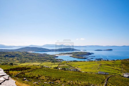 Photo for Landscape of beach, hills and atlantic ocean of beautiful Ring of Kerry, Ireland. Travel destination for many tourists. - Royalty Free Image