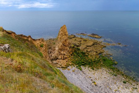 Photo for Pointe du Hoc, famous World War II site, on a summer day, in Normandy, France. - Royalty Free Image