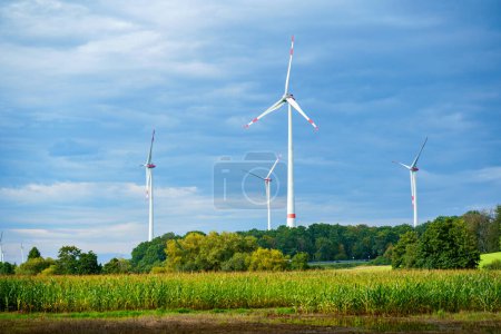 Photo for Wind Turbines Windmill Energy Farm in Europe, Germany - Royalty Free Image