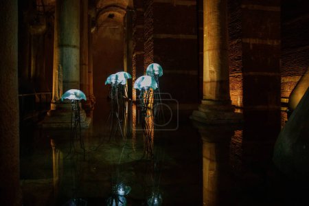 Photo for The Basilica Cistern, or Yerebatan Sarayi, is the ancient underground water reservoir beneath Istanbul city, Turkey. - Royalty Free Image