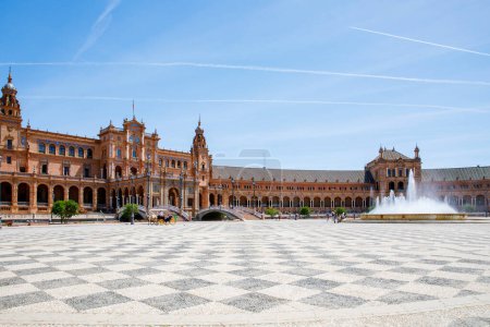 Foto de Vista panorámica de la Plaza de España en Sevilla, Andalucía, España. - Imagen libre de derechos