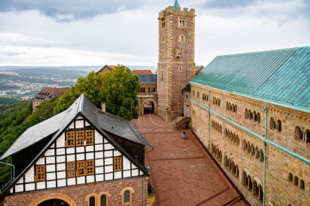 Aerial view of Wartburg Castle. UNESCO world heritage in Thuringia, Germany.