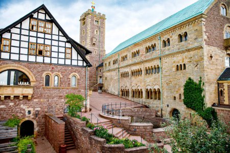 Aerial view of Wartburg Castle. UNESCO world heritage in Thuringia, Germany.