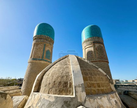 Chor Minor is a historic gatehouse for a now-destroyed madrasa in the historic city of Bukhara, Uzbekistan.