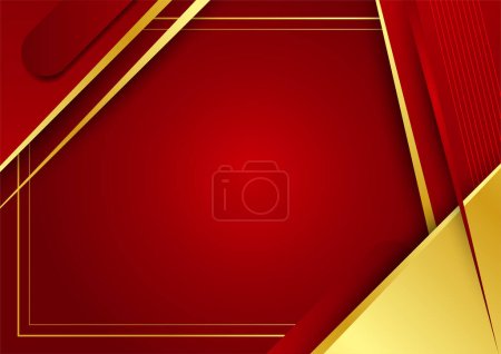 Illustration for Corporate style geometric red and gold colorful abstract presentation design background - Royalty Free Image