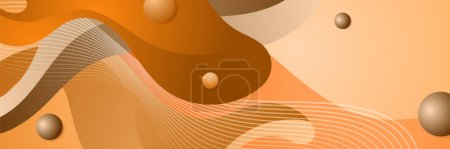 Illustration for Orange abstract banner background. Abstract modern orange yellow white banner background gradient color. Yellow and orange gradient with circle halftone pattern curve wave decoration. - Royalty Free Image