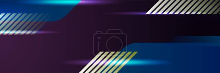 Illustration for Purple technology digital banner design. Design modern luxury futuristic technology background. Game tech wide banner vector illustration. Hi tech digital communication. Abstract tech background. - Royalty Free Image