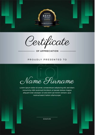 Illustration for Modern elegant green and white diploma certificate template - Royalty Free Image