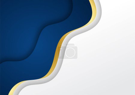 Ilustración de Fondo azul abstracto con líneas doradas - Imagen libre de derechos