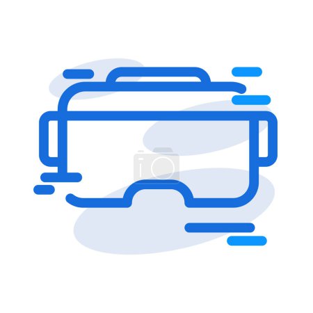 Téléchargez les illustrations : VR googles technology icon with blue outline style. Concept, digital, data, abstract, network, internet, tech. Vector Illustration - en licence libre de droit