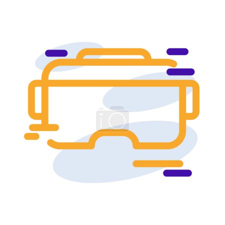 Téléchargez les illustrations : VR googles technology icon with orange purple outline style. Concept, digital, data, abstract, network, internet, tech. Vector Illustration - en licence libre de droit