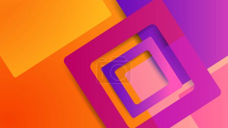 Modern 3d orange yellow purple abstract background with lines and square shape gradation color. Vector illustration design for presentation, banner, cover, web, flyer, card, poster, wallpaper, texture