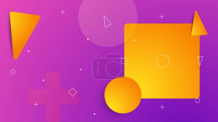 Modern 3d orange yellow purple abstract background with lines and square shape gradation color. Vector illustration design for presentation, banner, cover, web, flyer, card, poster, wallpaper, texture