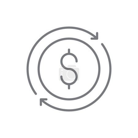 Illustration for Money circulation Business icon with black outline style. money, finance, dollar, investment, payment, banking, deposit. Vector illustration - Royalty Free Image