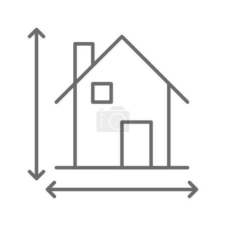 Illustration for Dimension Real Estate icon with black outline style.area, height, size, width, square, meter, measure . Vector illustration - Royalty Free Image