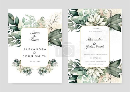 Illustration for White orchid flower floral beautiful and elegant floral wedding invitation card template - Royalty Free Image