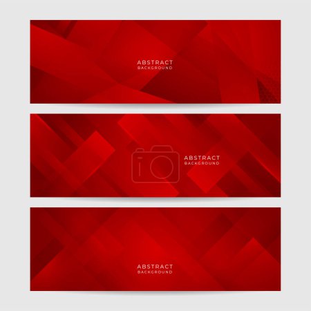 Illustration for Digital networking red wide banner design background. Abstract 3d banner design with dark red technology geometric background. Vector illustration - Royalty Free Image