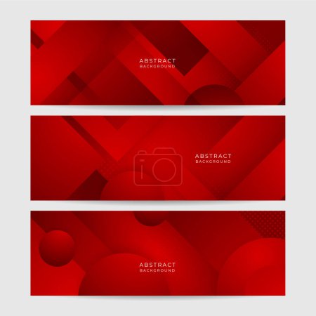 Illustration for Digital networking red wide banner design background. Abstract 3d banner design with dark red technology geometric background. Vector illustration - Royalty Free Image