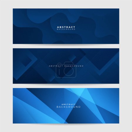 Illustration for Modern abstract gradient dark navy blue banner background. Vector abstract graphic design banner pattern background template. - Royalty Free Image