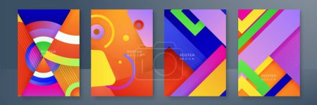 Illustration for Colourful backgrounds set with modern abstract blurred color gradient patterns. Smooth templates collection for brochures, posters, banners, flyers and cards. Vector illustration. - Royalty Free Image