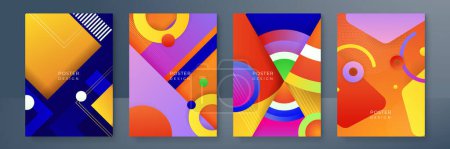 Illustration for Colourful backgrounds set with modern abstract blurred color gradient patterns. Smooth templates collection for brochures, posters, banners, flyers and cards. Vector illustration. - Royalty Free Image