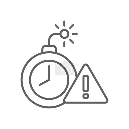 Illustration for Time Bomb Crisis management icon with black outline style. time, watch, minute, hours, alarm, warning, bom. Vector illustration - Royalty Free Image