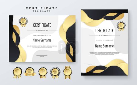Illustration for Black and gold vector modern luxury certificate corporate template design - Royalty Free Image
