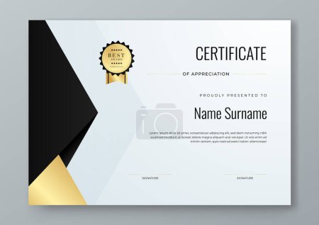 Illustration for Gold white and black vector modern elegant and luxury certificate template for corporate - Royalty Free Image