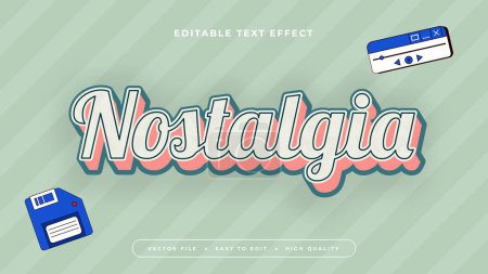 Illustration for Blue pink and green nostalgia 3d editable text effect - font style - Royalty Free Image